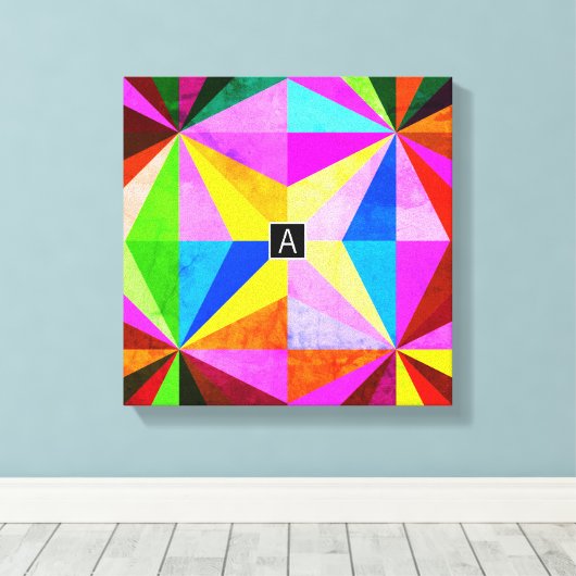 Kleurrijke moderne multi-gekleurde geometrische | canvas afdruk (Insitu (Houten vloer))