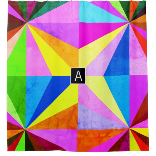 Kleurrijke moderne multi-gekleurde geometrische |  douchegordijn (Voorkant)