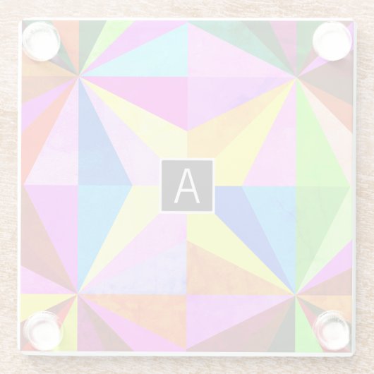 Kleurrijke moderne multi-gekleurde geometrische |  glazen onderzetter (Achterkant)