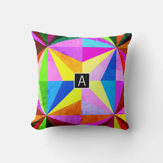 Kleurrijke moderne multi-gekleurde geometrische |  kussen (Voorkant)