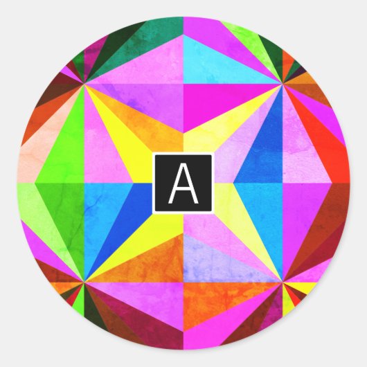 Kleurrijke moderne multi-gekleurde geometrische |  ronde sticker (Voorkant)