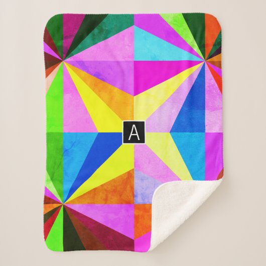 Kleurrijke moderne multi-gekleurde geometrische |  sherpa deken (Voorkant)