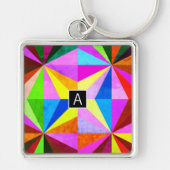 Kleurrijke moderne multi-gekleurde geometrische | sleutelhanger (Voorkant)