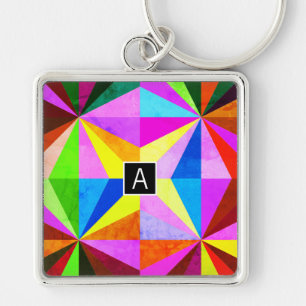 Kleurrijke moderne multi-gekleurde geometrische sleutelhanger
