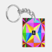 Kleurrijke moderne multi-gekleurde geometrische |  sleutelhanger (Voorkant Links)
