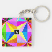 Kleurrijke moderne multi-gekleurde geometrische |  sleutelhanger (Achterkant)