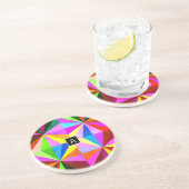 Kleurrijke moderne multi-gekleurde geometrische |  zandsteen onderzetter (Zijkant)