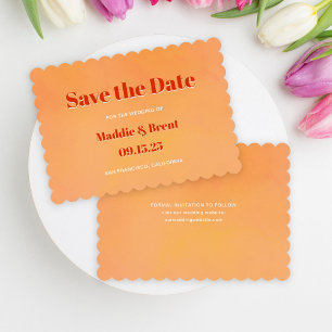 Kleurrijke moderne oranje waterverf zonsondergang save the date