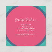 Kleurrijke moderne overlappende cirkels Blauwgroen Vierkante Visitekaartje (Achterkant)