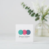 Kleurrijke moderne overlappende cirkels Blauwgroen Vierkante Visitekaartje (Staand voorkant)