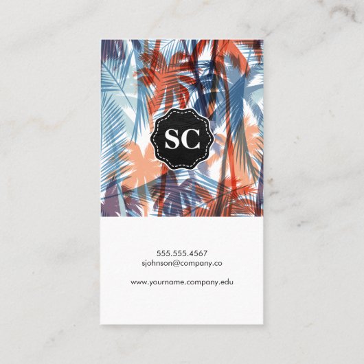 Kleurrijke moderne palmbomen visitekaartje (Achterkant)