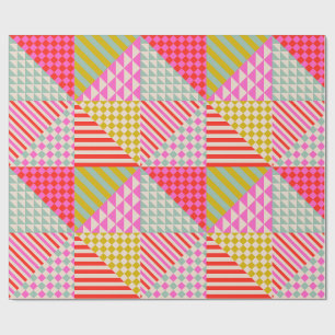 Kleurrijke moderne patchwork deken inpakpapier