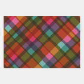 Kleurrijke moderne plaid en kerstbomen inpakpapier vel (Voorkant 3)