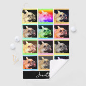 Kleurrijke moderne Portrait Grid Custom Name Golfhanddoek (Insitu)