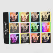 Kleurrijke moderne Portrait Grid Custom Name Golfhanddoek (Horizontaal)