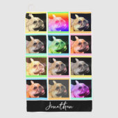Kleurrijke moderne Portrait Grid Custom Name Golfhanddoek (Voorkant)