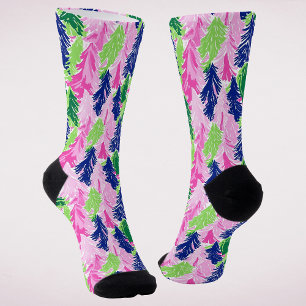 Kleurrijke moderne Preppy kerstbomen vakantie Sokken