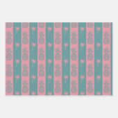 Kleurrijke moderne preppy tropische roze palm inpakpapier vel (Voorkant 3)