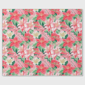 Kleurrijke moderne Preppy Winter Bloemen Kerstmis Cadeaupapier (Vlak)