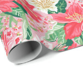 Kleurrijke moderne Preppy Winter Bloemen Kerstmis Cadeaupapier (Rol Hoek)