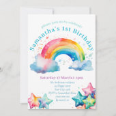 Kleurrijke moderne regenboog meisjes verjaardagsui kaart (Voorkant)