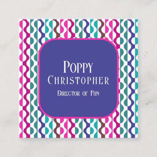 Kleurrijke moderne retro golf patroon 9.10 vierkante visitekaartje (Voorkant)