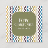 Kleurrijke moderne retro golf patroon 9.11 vierkante visitekaartje (Voorkant)