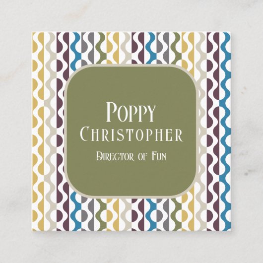 Kleurrijke moderne retro golf patroon 9.11 vierkante visitekaartje (Voorkant)