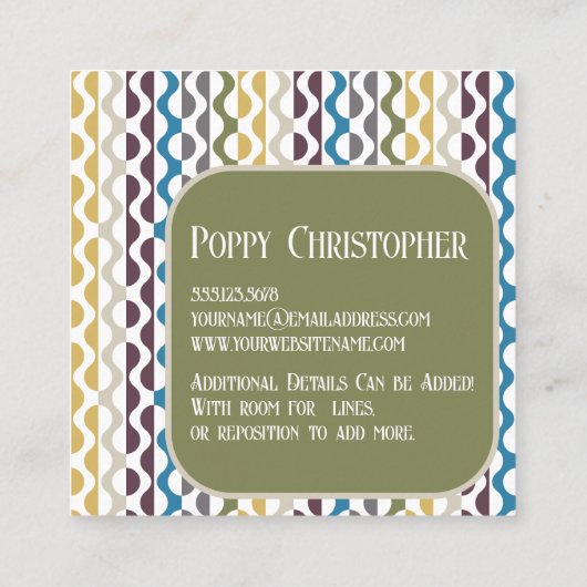 Kleurrijke moderne retro golf patroon 9.11 vierkante visitekaartje