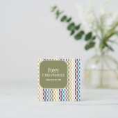 Kleurrijke moderne retro golf patroon 9.11 vierkante visitekaartje (Staand voorkant)