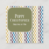 Kleurrijke moderne retro golf patroon 9.11 vierkante visitekaartje (Voorkant)