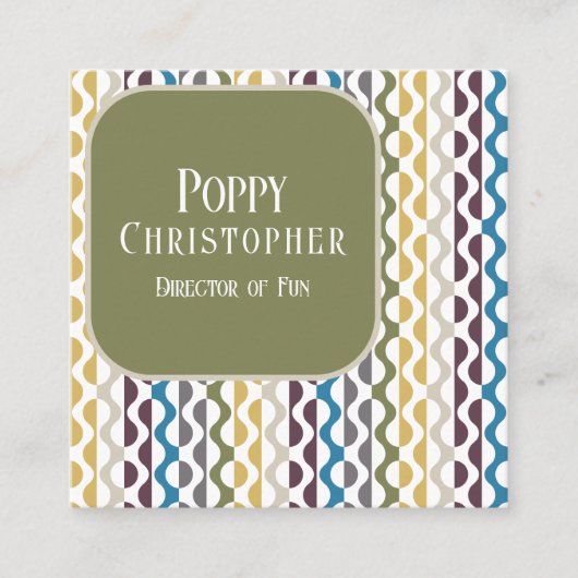 Kleurrijke moderne retro golf patroon 9.11 vierkante visitekaartje (Voorkant)