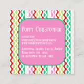 Kleurrijke moderne retro golf patroon 9.4 vierkante visitekaartje (Achterkant)