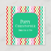 Kleurrijke moderne retro golf patroon 9.4 vierkante visitekaartje (Voorkant)