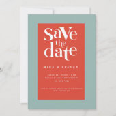 Kleurrijke moderne retro groovy bruiloft save the date (Voorkant)