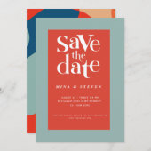 Kleurrijke moderne retro groovy bruiloft  save the date (Voorkant / Achterkant)