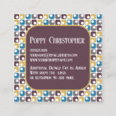 Kleurrijke moderne retro patroon 10 .11 vierkante visitekaartje (Achterkant)