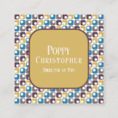 Kleurrijke moderne retro patroon 10 .11 vierkante visitekaartje (Voorkant)