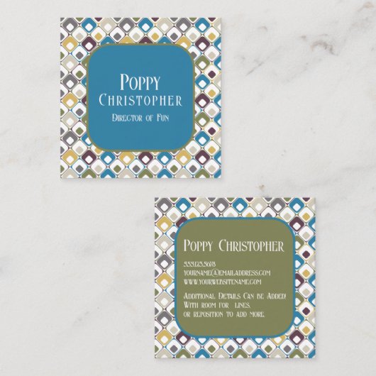 Kleurrijke moderne retro patroon 10 .11 vierkante visitekaartje (Voorkant / Achterkant)