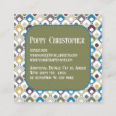 Kleurrijke moderne retro patroon 10 .11 vierkante visitekaartje (Achterkant)