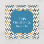 Kleurrijke moderne retro patroon 10 .11 vierkante visitekaartje (Voorkant)