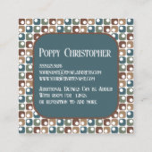 Kleurrijke moderne retro patroon 16.15 vierkante visitekaartje (Achterkant)