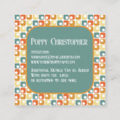 Kleurrijke moderne retro patroon 16.8 vierkante visitekaartje (Achterkant)