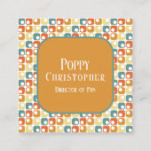 Kleurrijke moderne retro patroon 16.8 vierkante visitekaartje (Voorkant)