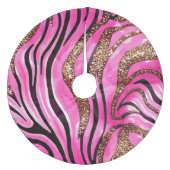 Kleurrijke moderne roze glitter tijger strepen pat fleece kerstboom rok (Voorkant)