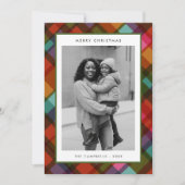 Kleurrijke moderne ruit foto Kerstmis Feestdagenkaart (Voorkant)