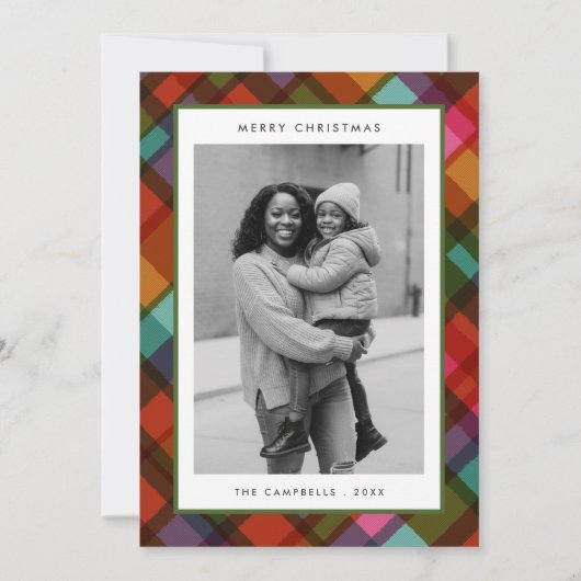 Kleurrijke moderne ruit foto Kerstmis Feestdagenkaart (Voorkant)