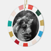 Kleurrijke moderne script één foto vakantie keramisch ornament (Links)