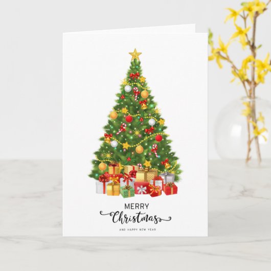 Kleurrijke moderne stijlvolle vrolijke kerstvakant kaart (Gele Bloem)