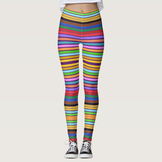Kleurrijke moderne streep leggings (Voorkant)